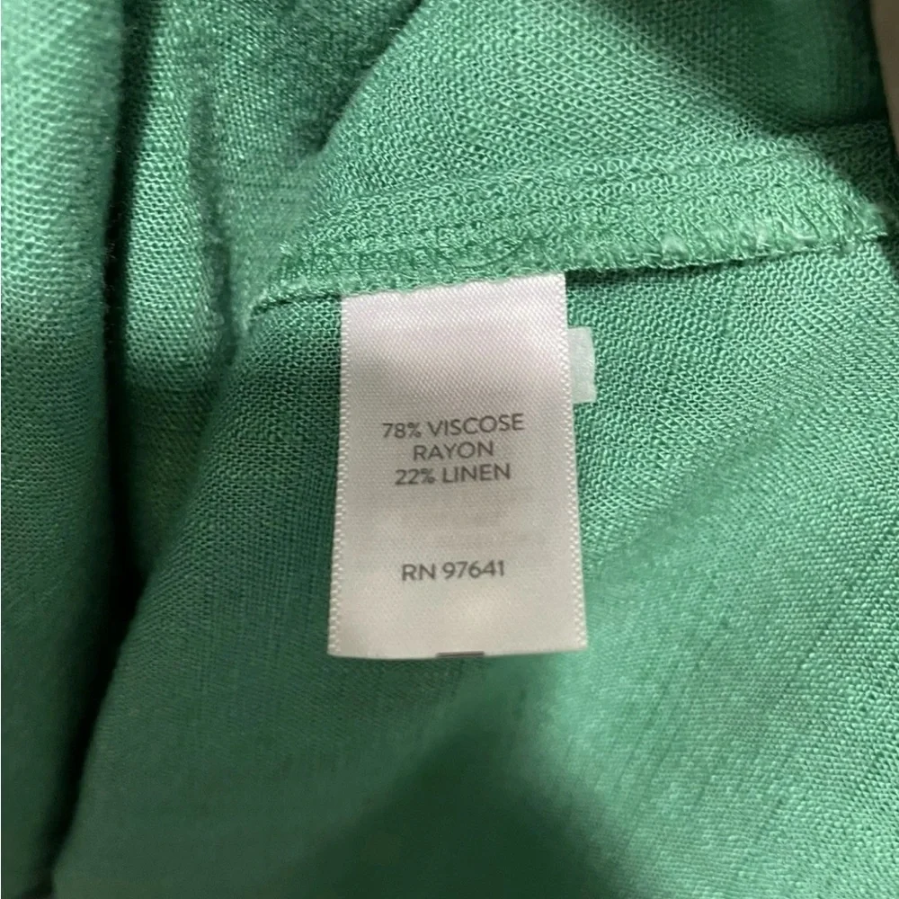 J.Jill Kelly Green Linen Blend Midi Dress V-Neck Tiered Bell Sleeve 2X - Picture 4 of 7